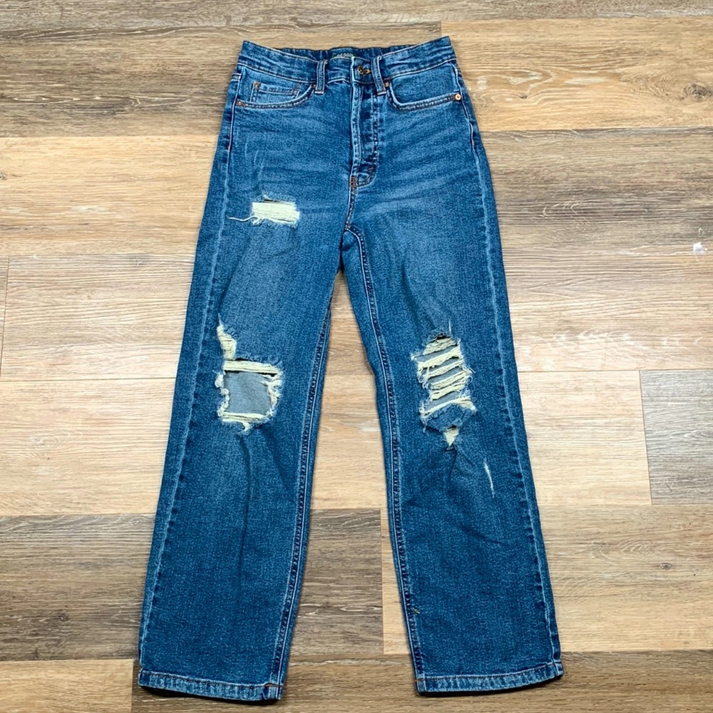 high rise straight legged pants